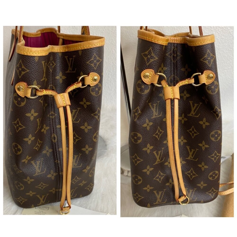Authentic Louis Vuitton Neverfull MM  Monogram Canvas Pivoine With Pochette - Picture 7 of 16